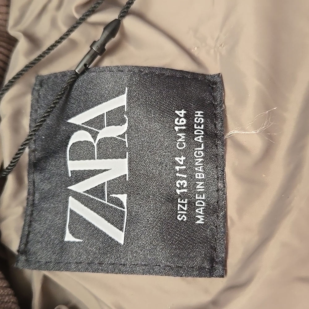 Zara Kids Beige Casual Puffer Padded Jacket With Corduroy Collar Size 13-14 - Picture 4 of 7